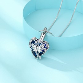 Cremation Jewelry Angel Wing Heart Urn Necklaces for Ashes for Women Men Memorial Lockets Pendant Engraved Always in my Mind Forever in my Heart