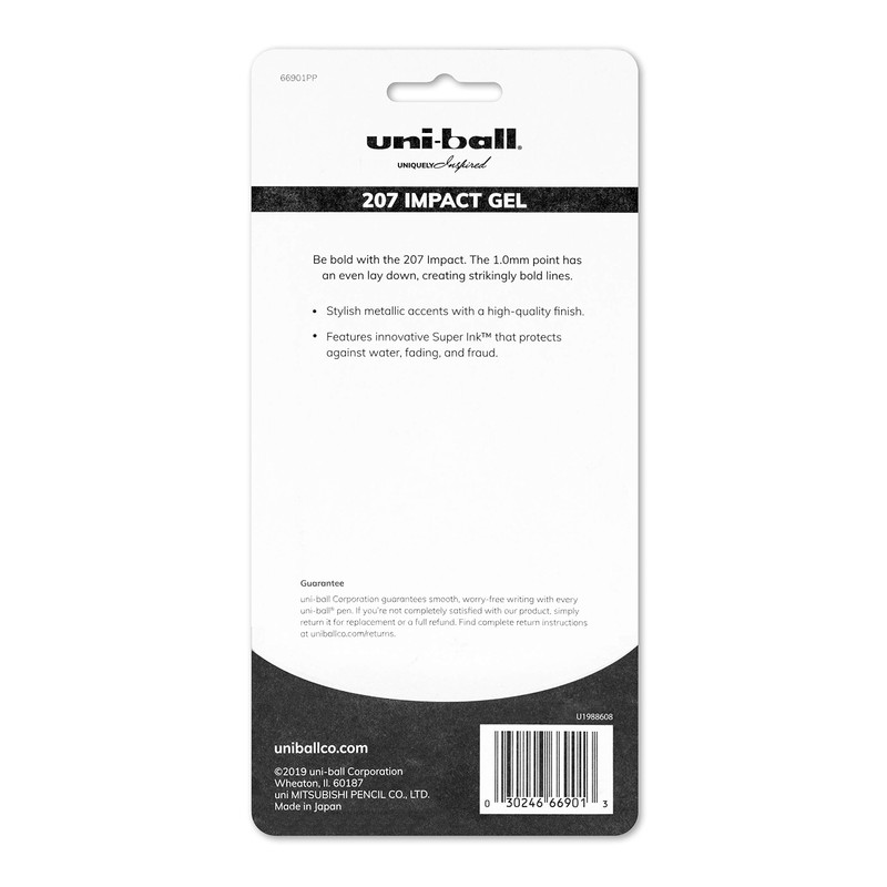 uni-ball 207 Impact RT Gel Pens, Bold Point (1.0mm), Black,
