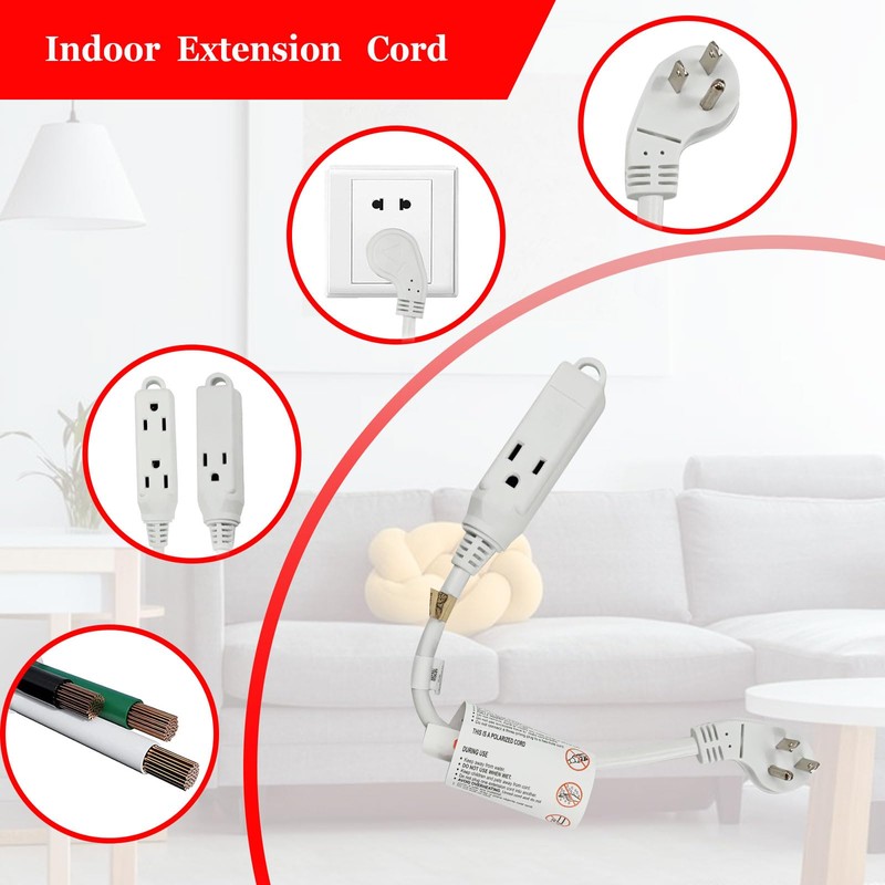 EP Low Profile 3 Ft Flat Plug Extension Cord -