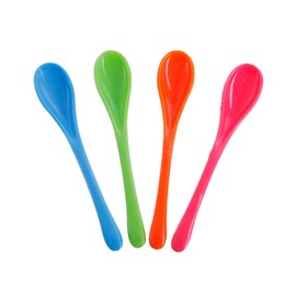 SURALIN Set of 4 colourful plastic spoons, small spoons, coffee spoons, egg spoons, dessert spoons, ice cream spoons, plastic