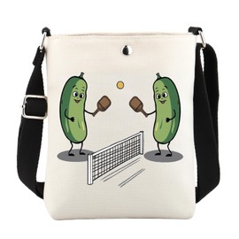 WCGXKO Funny Pickleball Gift Pickle Messenger Bag Trendy Pickleball Gift Pickleball Lover Crossbody Bag (Pickleball Green XK)