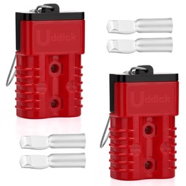 Uddick 2PCS 175A 1/0-4 Gauge Battery Cable Quick Connect/Disconnect Connector Plug Kit with 2 Wire Harness dust Cover(Red 1/0AWG)