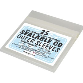 25 Polyclear Sealable Plastic CD Sleeves #CDSP02SS - Holds 1 Standard CD Jewel Box & Only Seals Once - Great to Tell if CDs Have Been Tampered With!