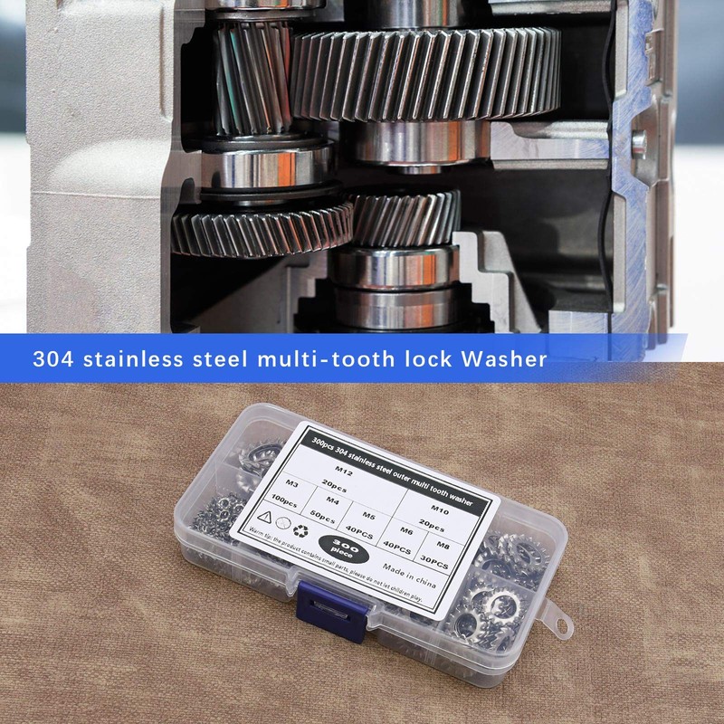 EMSea 300Pcs M3-M12 External Serrated Lock Washers Assortment Set with