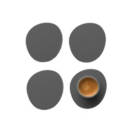 Vacavaliente Conjunto de porta-copos, couro, cinzento