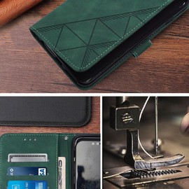 Togestar for Honor X6B / X6A Case with Screen Protector, Flip Wallet Folding Cover PU Leather Purse Case Card Slots Kickstand Magnetic Closure Full Protection Shockproof,Green