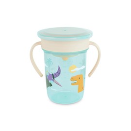 Miniland - 360º Spill-Proof Training Cup for Babies, Sippy Cup with Handles and Lid, Dishwasher Safe, BPA-Free, 270ml (Jurassic)