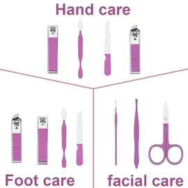 Manicure Set Nail Clipper Kit 7Pcs with 1 Initial Letter Stainless Steel 7 pcs Fingernail Clippers Travel Accessories for Women The Best Gift Nail Clippers for Men and Women Purple M