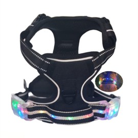 YUSHANG Light Up Dog Harness - No Pull LED Dog Harness Rechargeable Waterproof,for Night Walking Adjustable Glow Up Dog Vest,for Large Dogs(Black-L)
