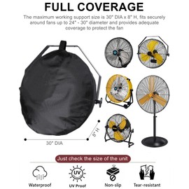 Outdoor Waterproof Wall Mounted Fan Cover, GS Alderual 23"-30" Outdoor Heavy Duty Extra Large Round Corner Wall Mount patio Fan Cover for Winter