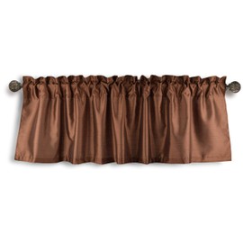 Aiking Home Solid Faux Silk Window Valance, Brown-Size 56''x16''