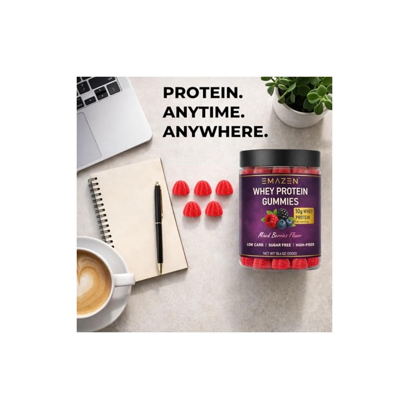 EMAZEN Whey Protein Gummies, Sugar Free, Low Carb Keto Snacks