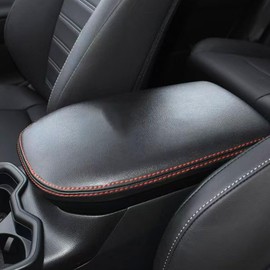 SAUWU Center Console Armrest Cover for Toyota RAV4 2025 2024 2023 2022 2021 2020 2019 Leather Middle Console Lid Cover Vehicle armrest cushions,Red Stitches