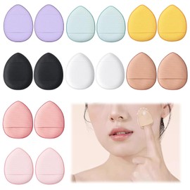 Mini Puff Finger Puff [8 Colors, 16 Pieces] Cushion Funde Puff Makeup Sponge Cosmetic Puff Mini Finger Powder Puff Water Drop Shaped Thumb Puff Wet and Dry