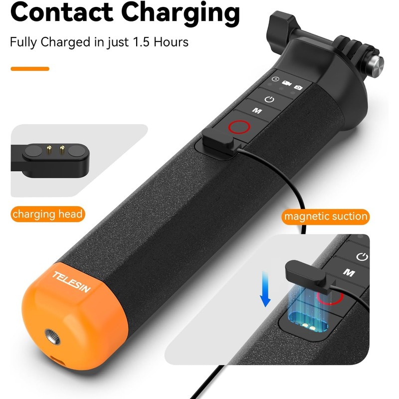 TELESIN Bluetooth Floating Hand Grip for GoPr Hero 13, 12/11/10