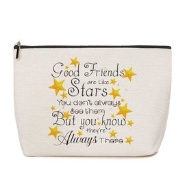 HOWDOUDO Good Bestie Makeup Bag for Women, Birthday Gifts for Friends Good Friends are Like Stars, You Don't Always See Them But You Know They're Always There Friendship Gifts for Women