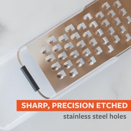 Full Circle Grate Expectations, Stainless Steel Coarse Grater with Food Catcher: Precision Grating, Easy Storage, and Eco-Friendly Design - Makes a Great Cheese, Vegetable, and Potato Grater