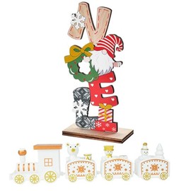 MKISHINE Christmas Train with Letters Ornament Decoration Christmas Table Bauble Letter Xmas Snow Santa Gift Toy Window Decoration
