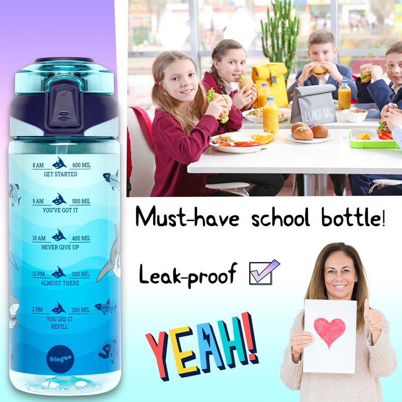 Fringoo - 650ml Kids Water Bottle - Carry Handle100% Leakproof