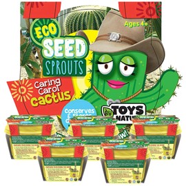 TOYS BY NATURE Eco Seed Sprouts Plant Seeds 5-Pack, DIY Indoor Succulents and Live Plants for Home or Garden Planting, Caring Carol Cactus