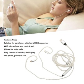 Type C to MMCX Headphone Cable with Microphone Oxygen Free Copper Audio Cable for Headphones for SE215 SE315 SE535 SE846 for UE900 White 1.1m