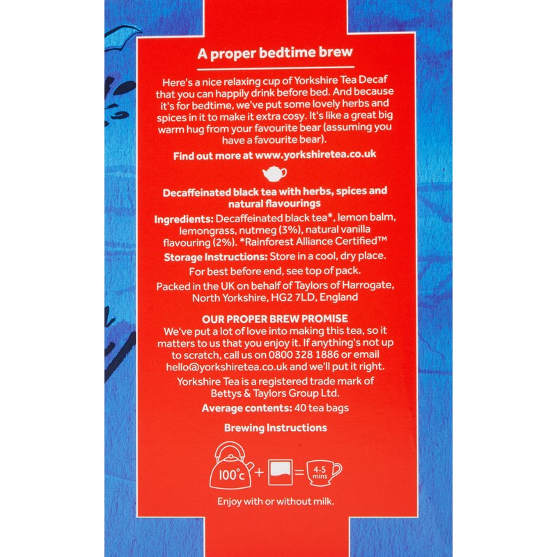 Yorkshire Tea Bedtime Brew Tea Bags, Pack of 4 (total