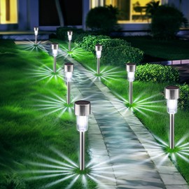 Joomer 12 Pack Solar Lights Outdoor Waterproof, Solar Pathway Lights Landscape Garden Lighting Decorative for Pathway Walkway Patio Yard Driveway Outside Decor Lawn(White)