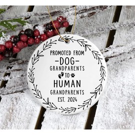 Grandparent Ornament Custom Ornaments 2024 Grandparents First Christmas Pregnancy Announcment Gift 2024 Baby to Be Promoted from Dog Grandma Printed on Both Sides