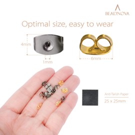 BEADNOVA Stainless Steel Earring Backs Saftety Surgical Ear Nut for Posts (220pcs)