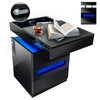 POVUD Night Stand with Gun Drawer, Modern Nightstand with Led