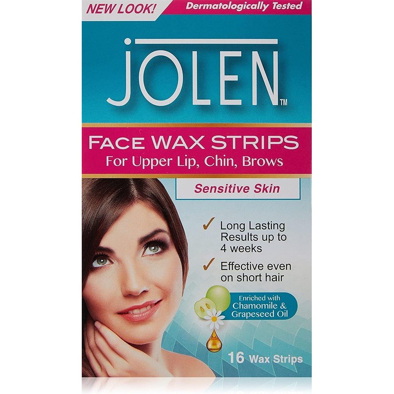(3 x 16 Strips) Jolen Face Wax Strips for Upper