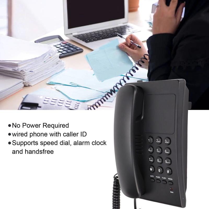 Home Corded Landline LED Indication Bell Mute Hands Free Speed