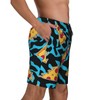 Mens Swim Trunks with Mesh Lining,Cute Pizza Patches on Blue