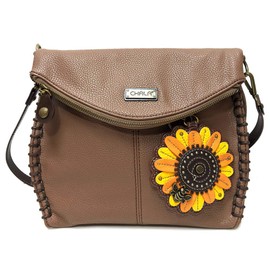 Chala Charming Crossbody Bag Shoulder Handbag With Flap Top and Zipper Brown (Sunflower)