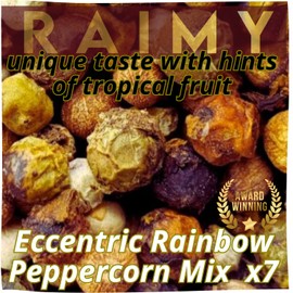 RAIMY Rainbow Peppercorns Whole Rainbow in a 3.5oz Refillable Peppercorn Grinder for Kitchen -Genuine Yupanqui Peppercorn Medley of 7 Gourmet Peppercorns for Grinder