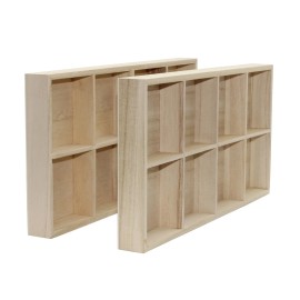 Creative Hobbies 8 Section Wooden Trays, 14" × 7" Rectangular Organizers w/ 8 Compartments | 2 Pk