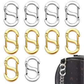 10 Stück Karabinerverschluss mit Doppelter Öffnung, Metallverschlüsse, mini Karabiner,，Verschlüsse für Halsketten-Clip, S-Lock-Armband Verschlüsse，Kurzer Armband Verschluss(Gold，Silber)