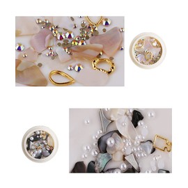 CRSHIP Nail Parts, Metal Parts, Gel Nail, Resin, UV Resin Accessory Jewelry Parts, Case Set (Shells, Set of 8)