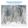 Funnytree 10x8FT Winter Photography Backdrop Glitter Snowy Forest Pine Tree