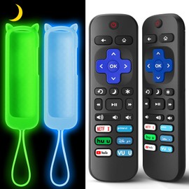 (Pack of 2) ONEBOM Replacement Remote for Roku TV with Soft Protective Silicone Cover(Glow in The Dark), Universal Remote for TCL/Hisense/Onn/Sharp/Element/Philips Roku Smart TV