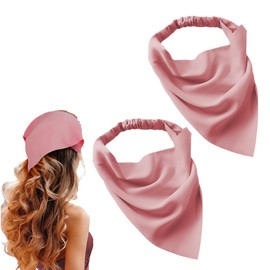 LuLiyLdJ Pack of 2 Pink Headscarves Women, Boho Women's Headbands Triangle Headscarves, Headscarf Women's Summer, Headscarves for Women, Hair Bands for Women and Girls