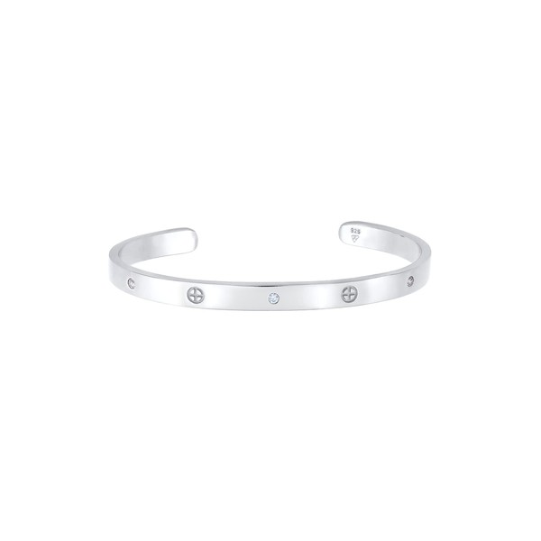 Elli Premium Women's Geo Bangle Cross Minimal Bracelet with Zirconia