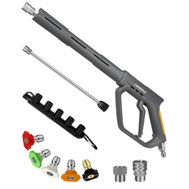 ​LidoDola 5000 PSI Pressure Washer Gun with Swivel - High Power Washer Gun with 3/8" Male Plug, 5 Nozzle Tips,Features 3 Selectable Lengths,Ergonomic Grip for Car/Driveway/Industrial Cleaning​