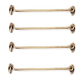 TopHomer 4 Pack Brass Cabin Hook, Door Hook and Eye Latch, Garden Gate Latch, Door Latch, Ideal for Securing and Holding Open Shed Doors, Garden Gates, Cabinet Doors and Windows