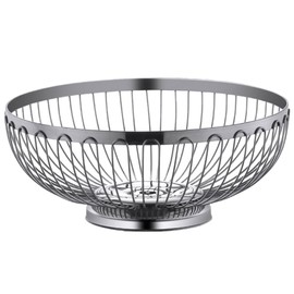 Luxshiny Stainless Steel Wire Fruit Bowl Modern Fruit Basket for Kitchen Counter Countertop Vegetable Storage Metal Round Basket Organizer, Decorative Snack Holder, 10.23 Inch, Silver