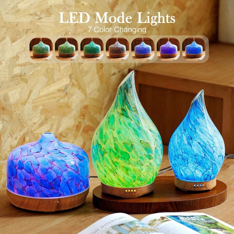 Porseme 500ml 3D Glass Oil Diffuser - Auto Shut -