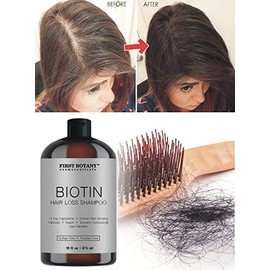 First Botany Cosmeceuticals, Champú para el crecimiento del cabello y anti caída del cabello, 16 onzas líquidas, con bloqueadores de DHT, hidratante d