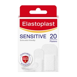 Elastoplast Sensitive Hypoallergenic Plasters (20 Plasters), Plasters for Painless Removal, Soft and Breathable Fabric Plasters, Protects and Cushions the Wound, Sensitive Plasters, White