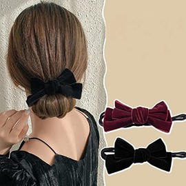 InfantLY Bright 2 Packs Magic Hair Bun Maker with Velvet Bow-Knot, Strong Flexible Bow Easy Donut Shaper Holder Twist Curler Ties Headband DIY Hairstyle Tool for Simple Styling, 1.0 Count