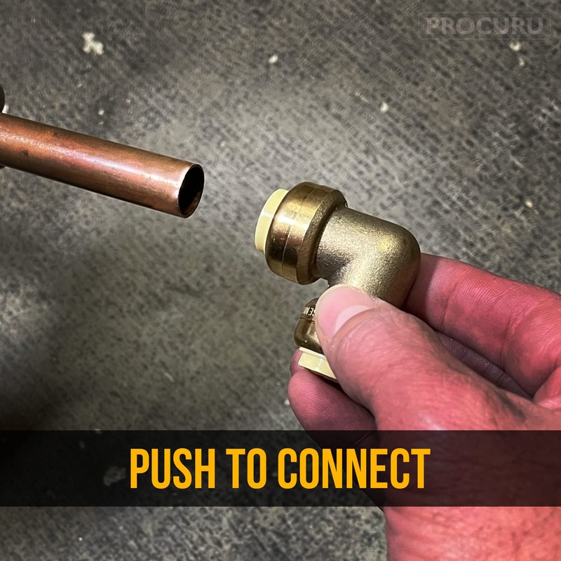 PROCURU 1-1/4 Inch PushFit 90 Elbow, Push-to-Connect Brass Plumbing Fitting